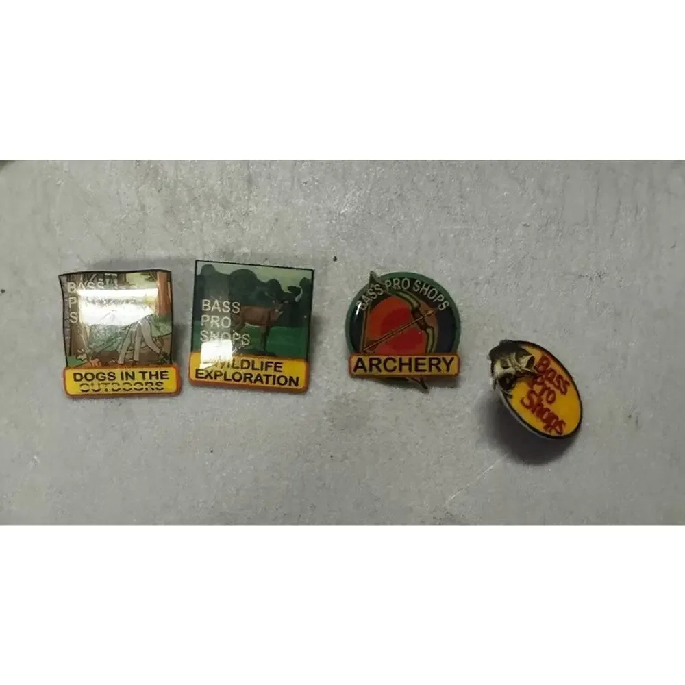 Vintage Bass Pro Shops Homeschool Achievement Pin Lot Archery Wildlife Dogs